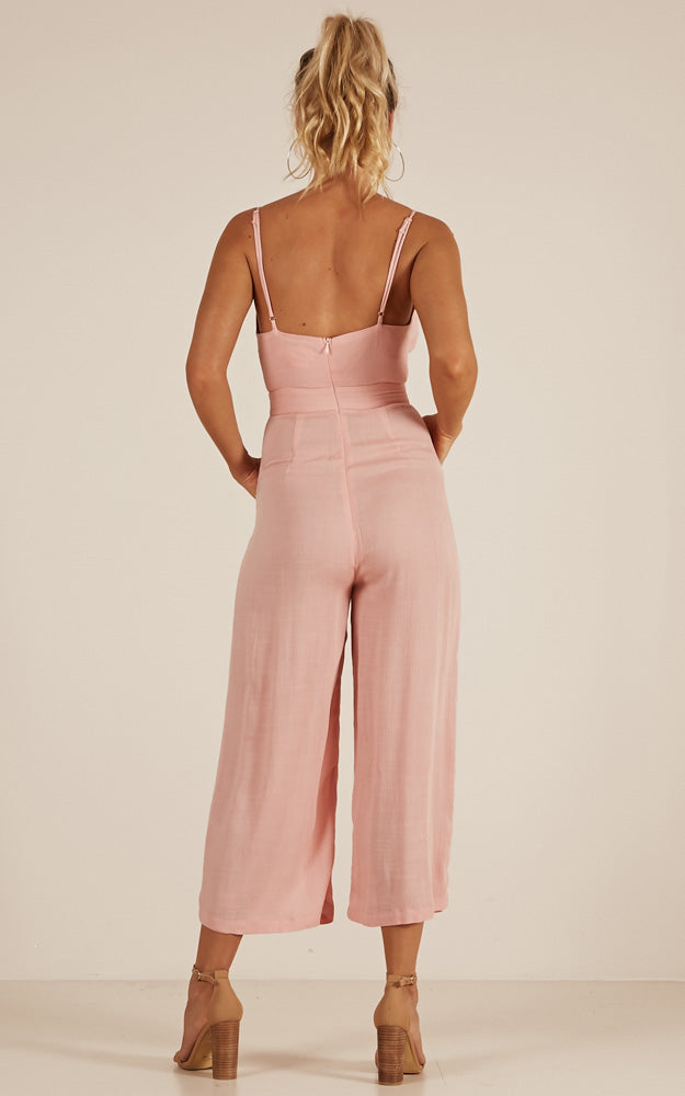 Renewed Jumpsuit in Blush Linen Look