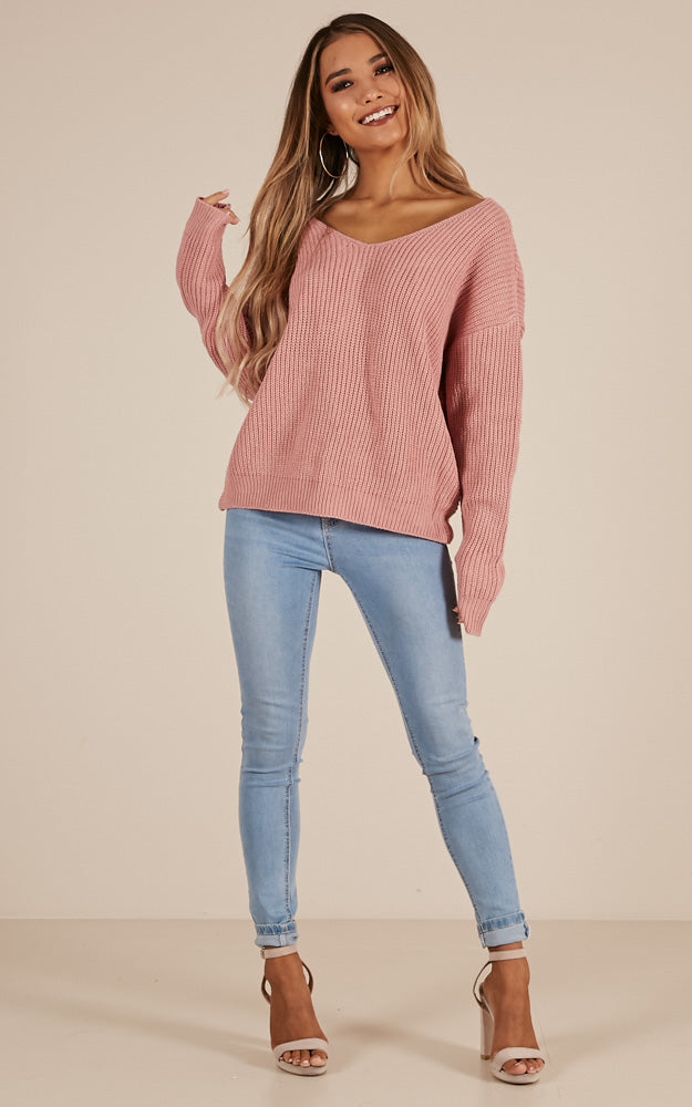 No Place Else Knit Sweater In Pink