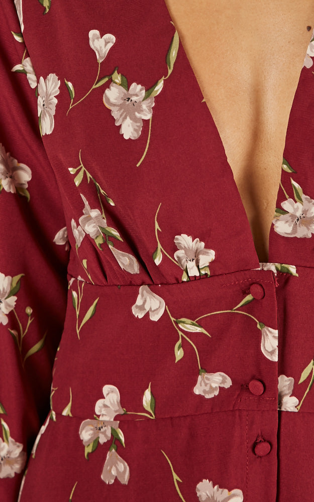 Pick A Place Dress In Wine Floral