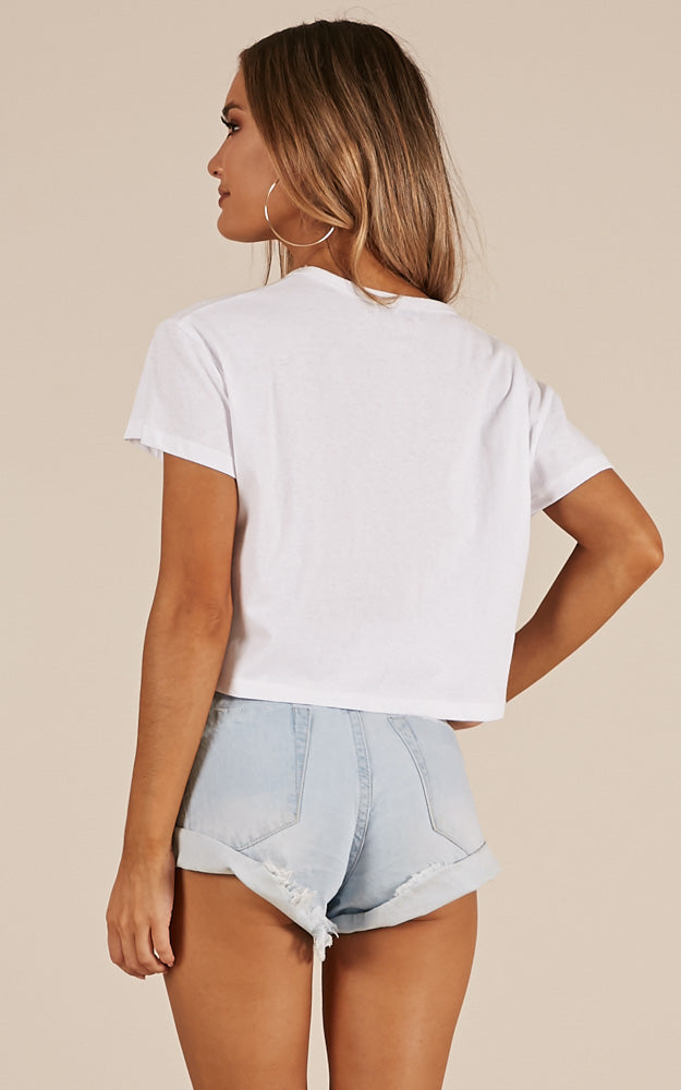 Merci Cropped Tee In White