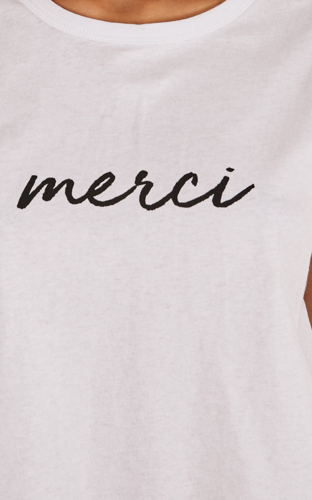 Merci Cropped Tee In White