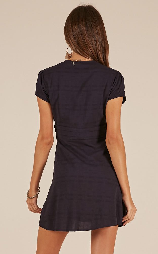 Chinese Whispers Dress In Navy Linen Look