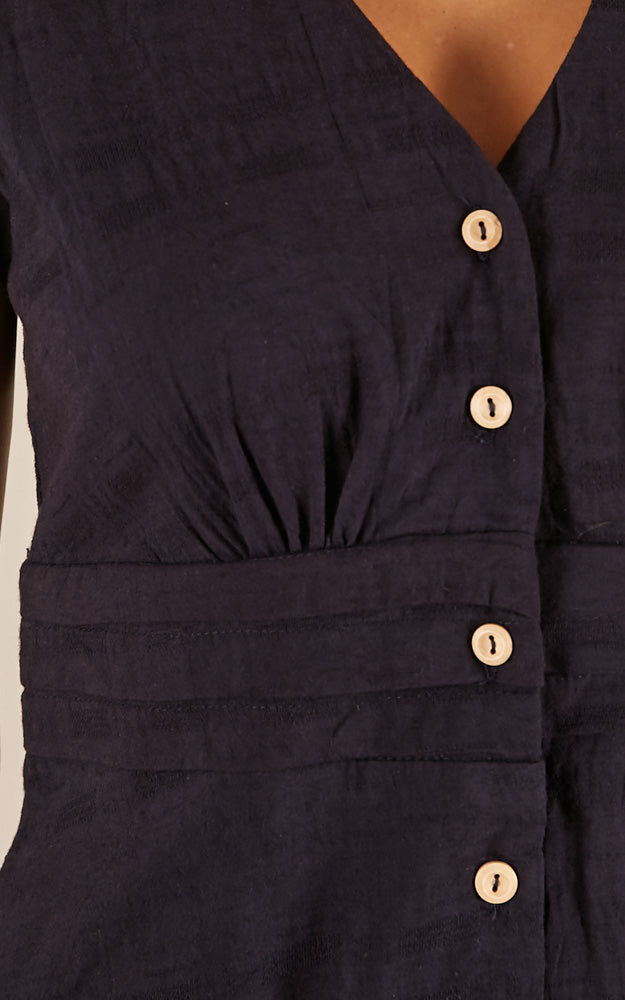 Chinese Whispers Dress In Navy Linen Look