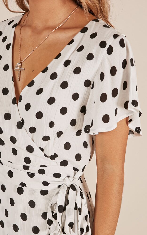 Gazey Eyes Playsuit In White Polkadot