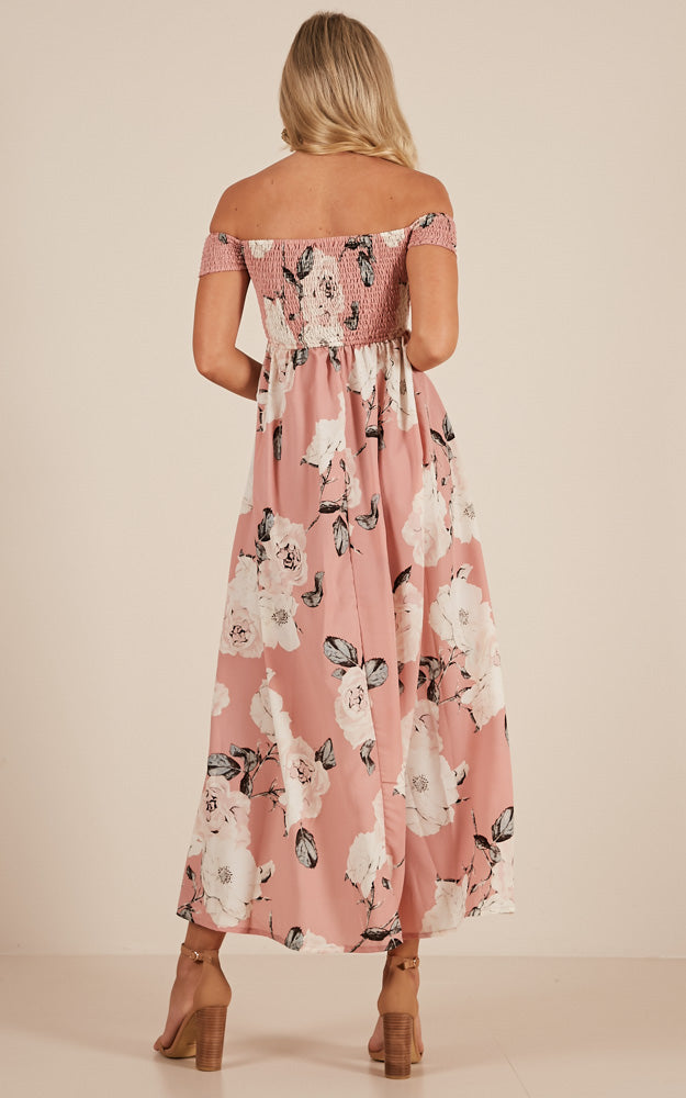 Daytime Dancer Maxi Dress In Dusty Pink Floral