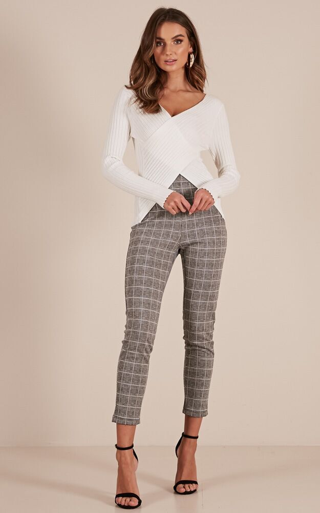 By Your Light Cross Over Knit Top In White