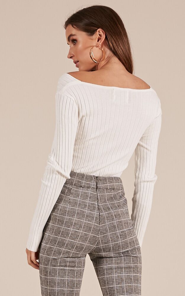 By Your Light Cross Over Knit Top In White