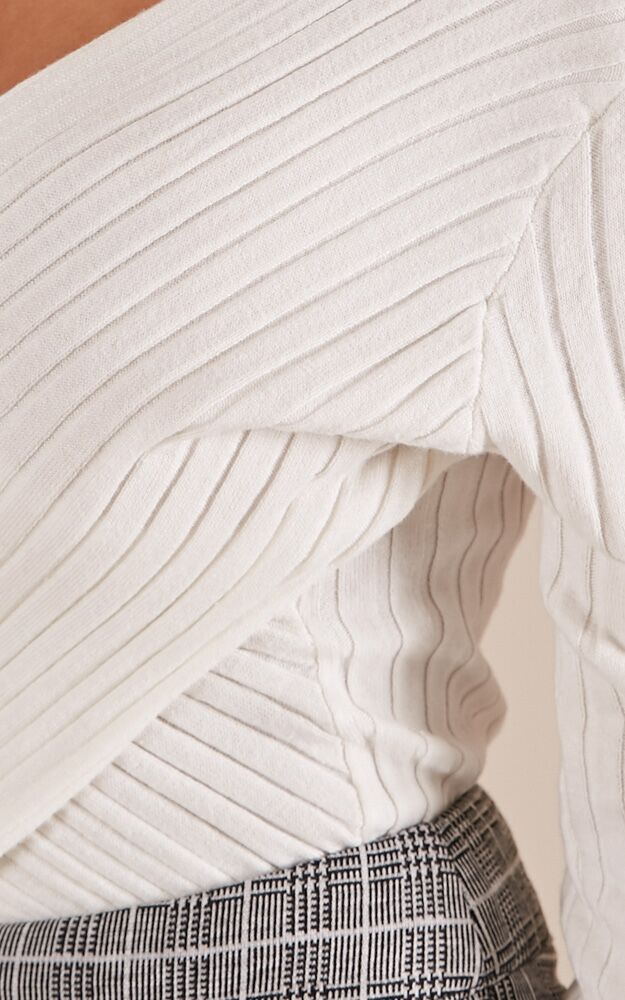 By Your Light Cross Over Knit Top In White