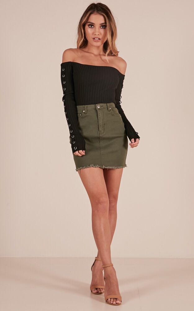 Outside Today Denim Skirt In Khaki