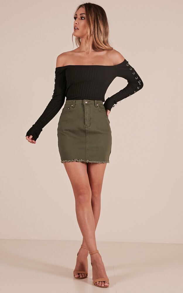 Outside Today Denim Skirt In Khaki