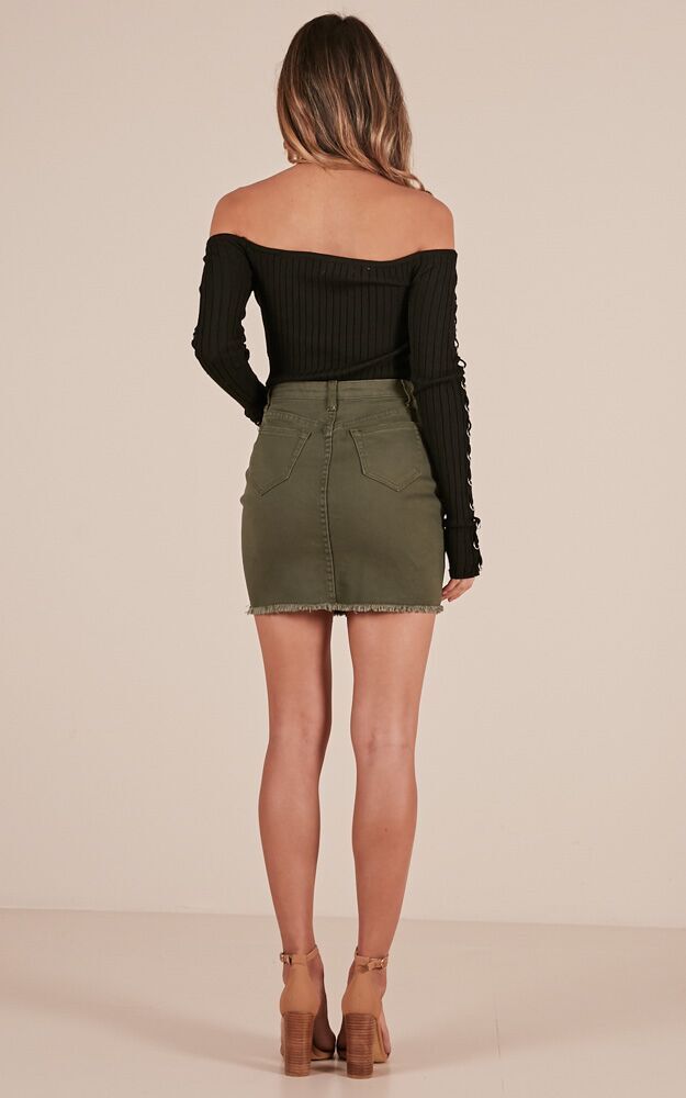 Outside Today Denim Skirt In Khaki