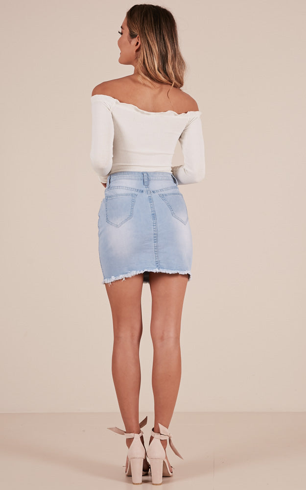 Outside Today Denim Skirt In Light Blue