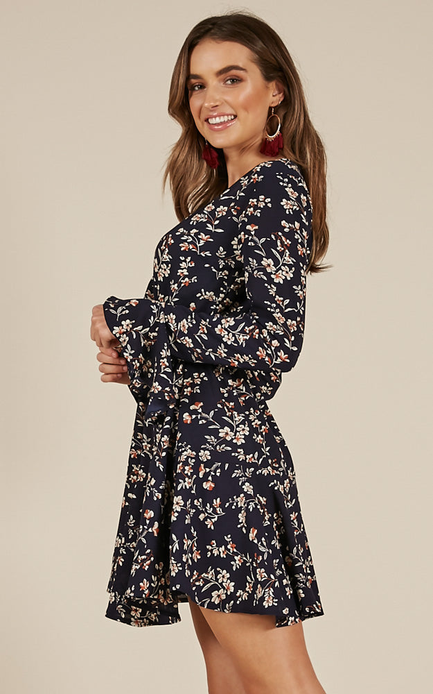 Falling Out Dress In Navy Floral
