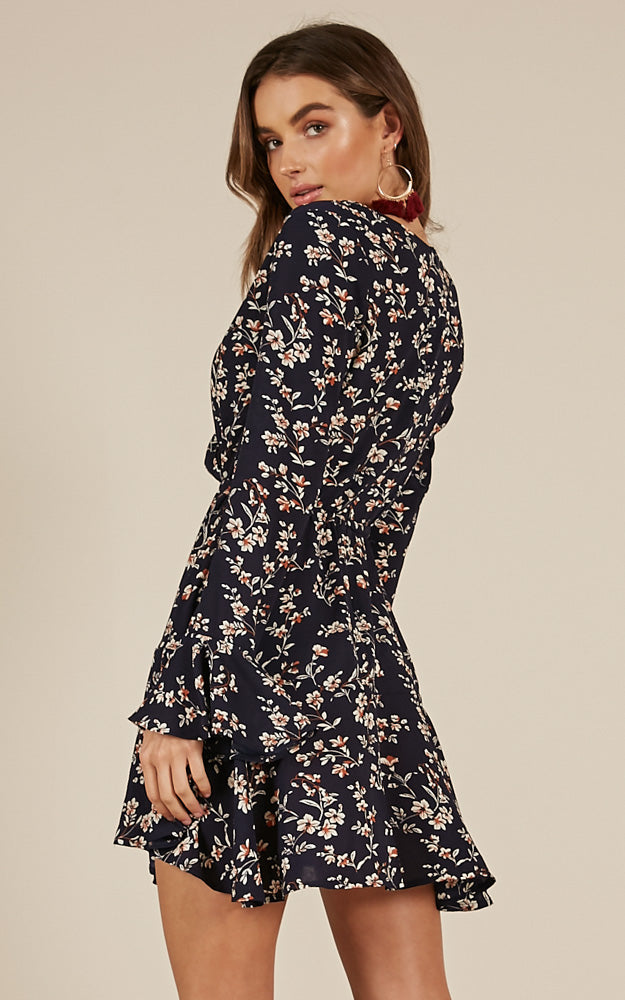Falling Out Dress In Navy Floral