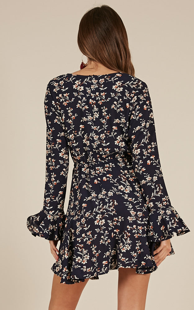Falling Out Dress In Navy Floral