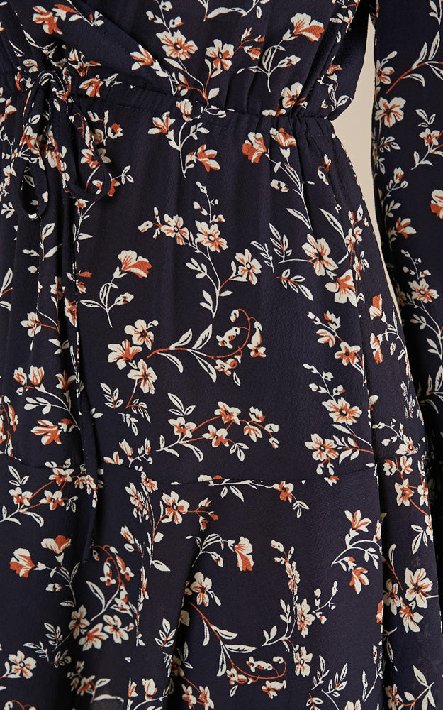 Falling Out Dress In Navy Floral