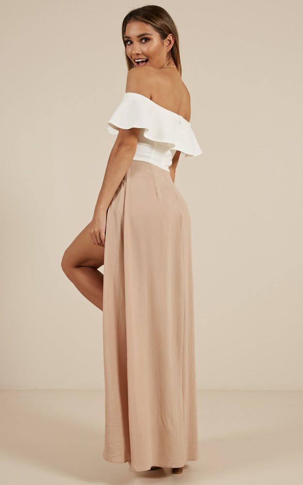 Skinny Love Maxi Playsuit In Beige