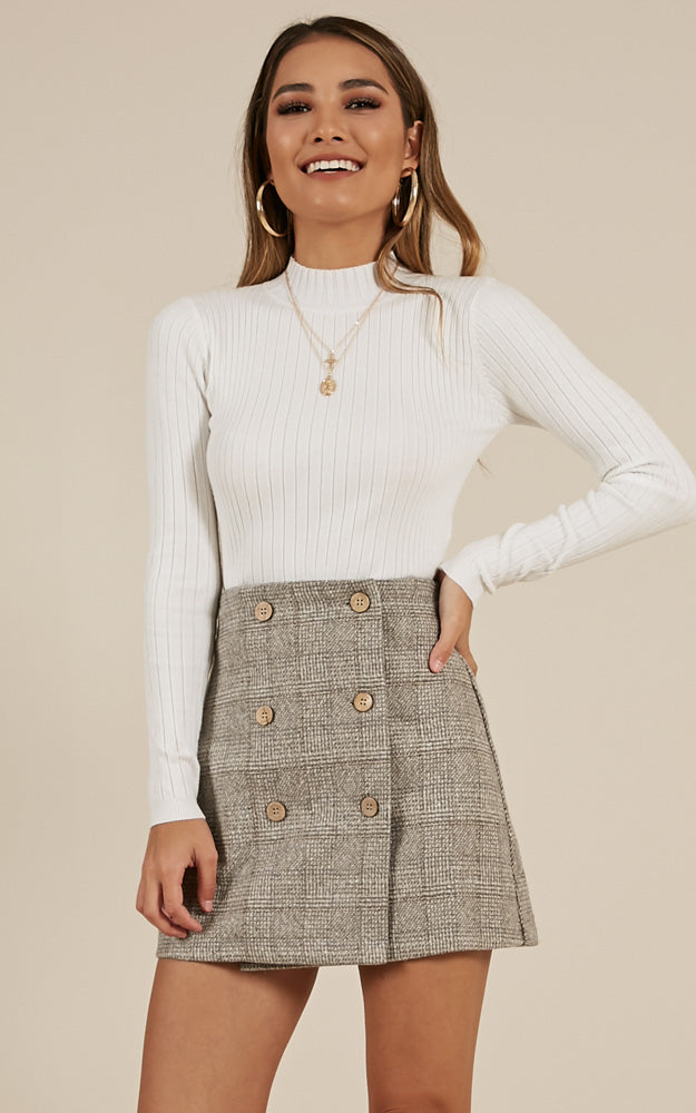 Thoughts Of You Skirt In Grey Check