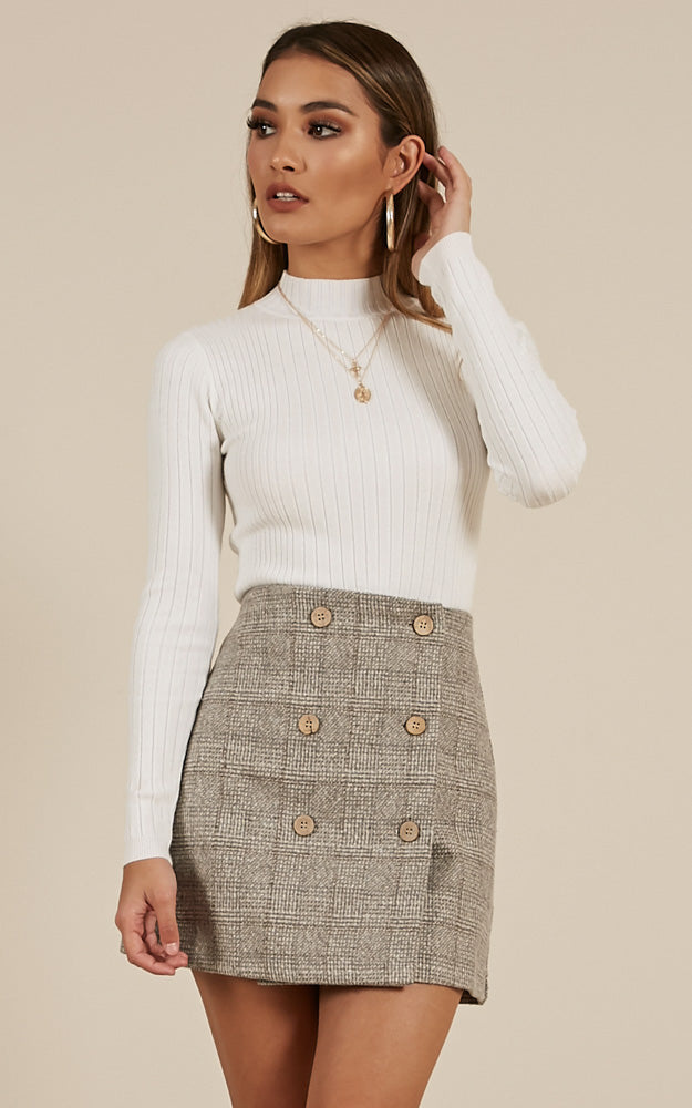 Thoughts Of You Skirt In Grey Check