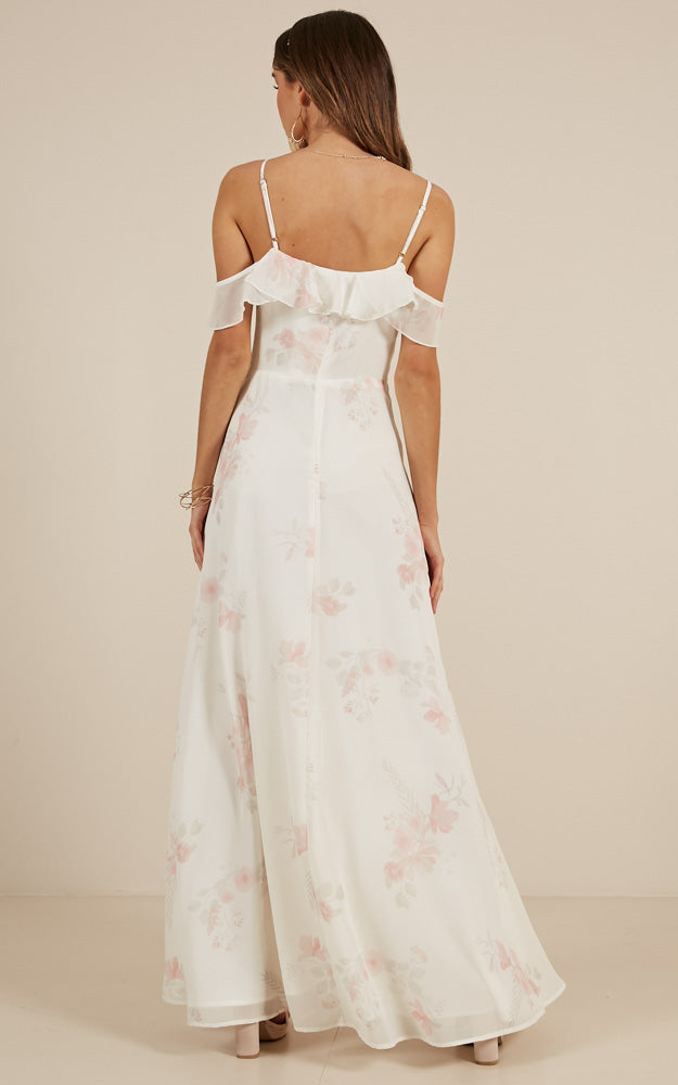 Sway Away Maxi Dress In White Floral