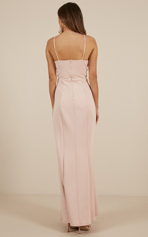 Dare To Dream Split Maxi Dress in Blush