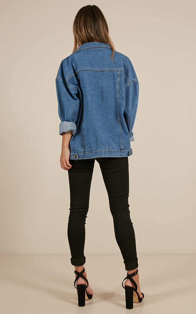 Billy Jean Jacket In Mid Wash Denim