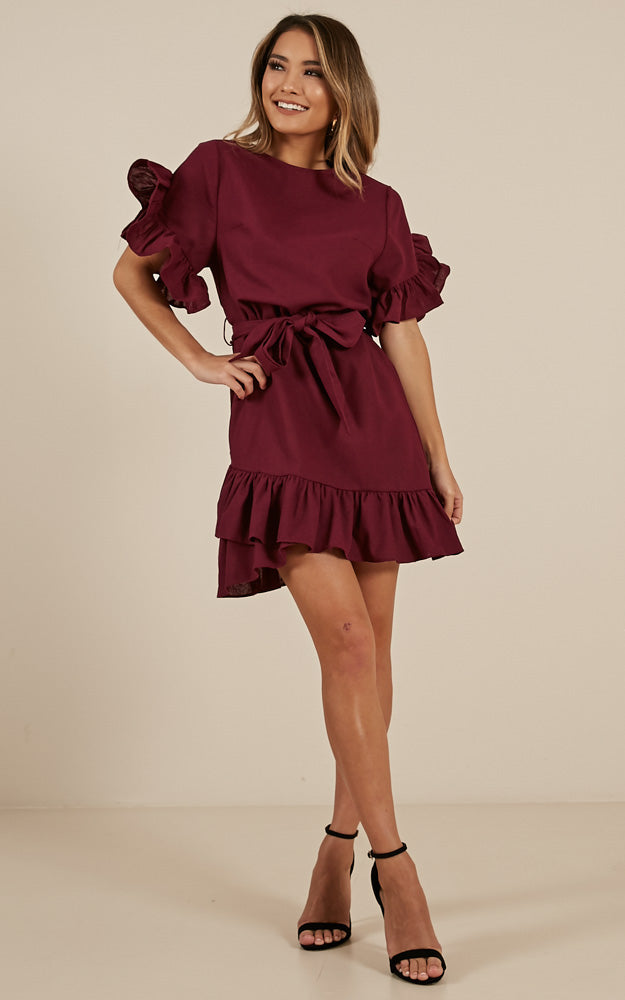 Caption This Dress In Wine Linen Look