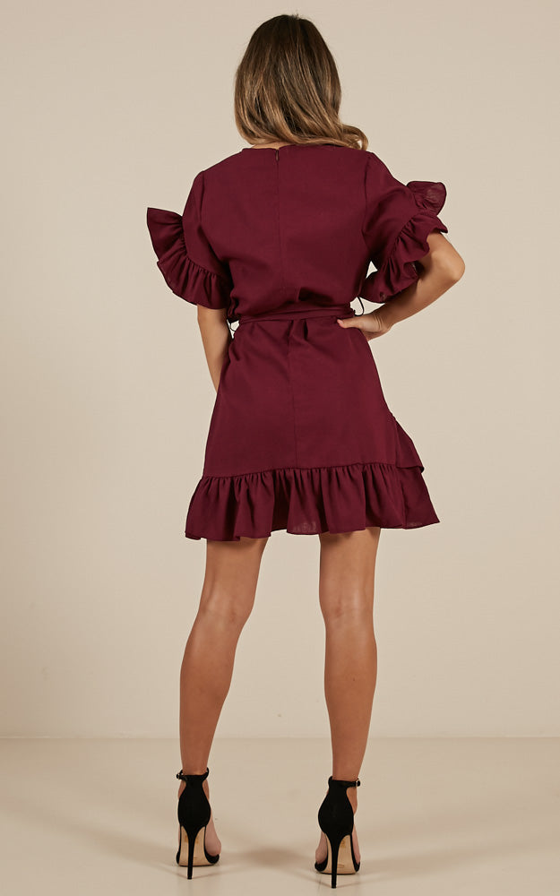 Caption This Dress In Wine Linen Look