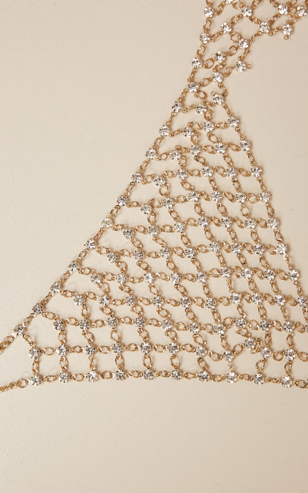 Carry Me Through diamante bra in gold