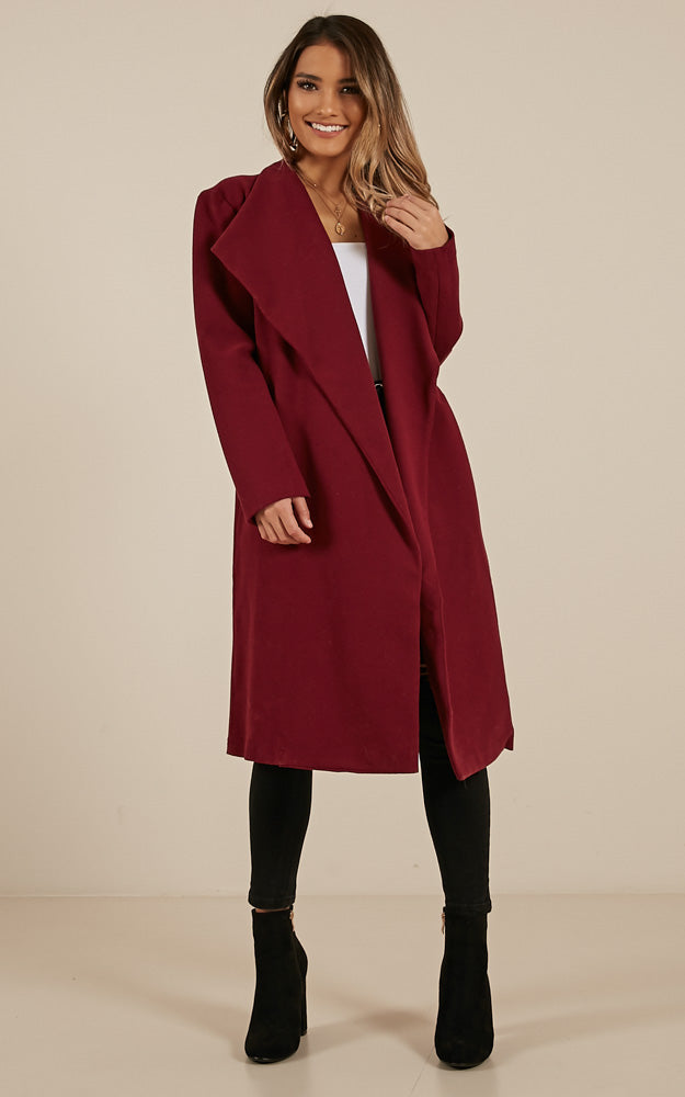 Temporary Love Coat In Wine