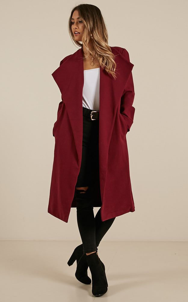 Temporary Love Coat In Wine