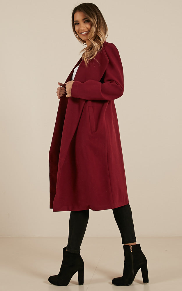 Temporary Love Coat In Wine