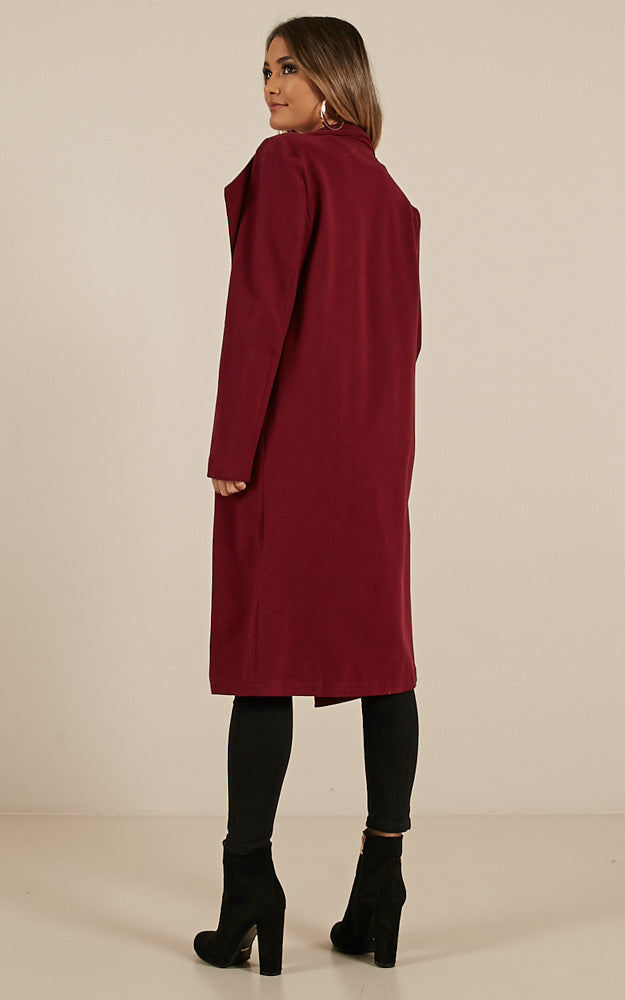 Temporary Love Coat In Wine
