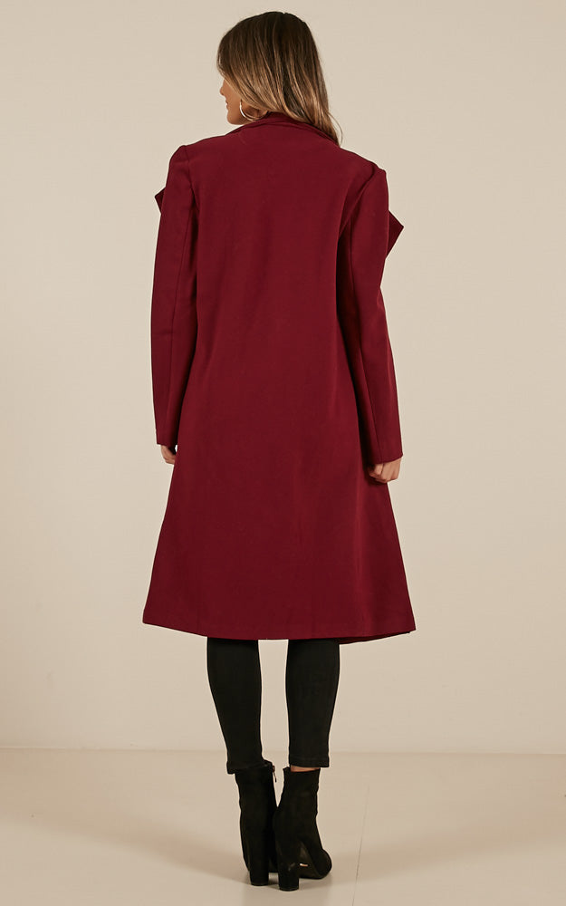 Temporary Love Coat In Wine