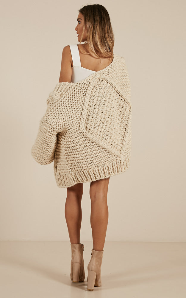 Better Days Knit Cardigan In Beige