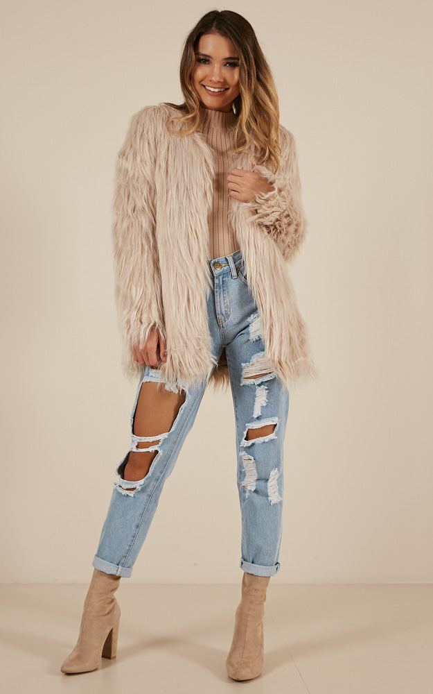 Faux Real Coat in Blush