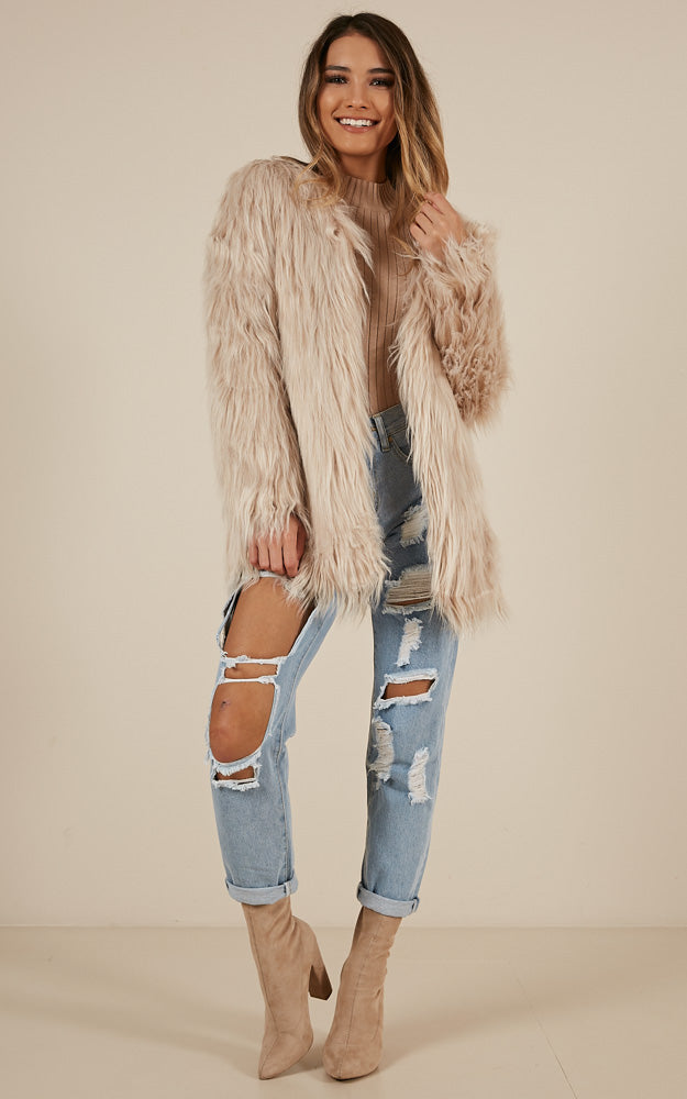 Faux Real Coat in Blush