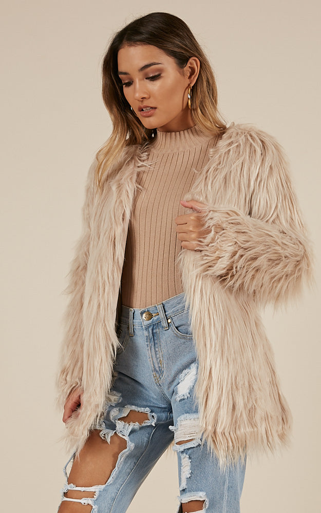 Faux Real Coat in Blush