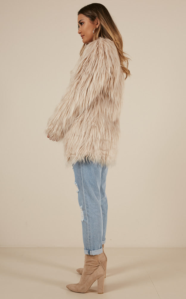 Faux Real Coat in Blush