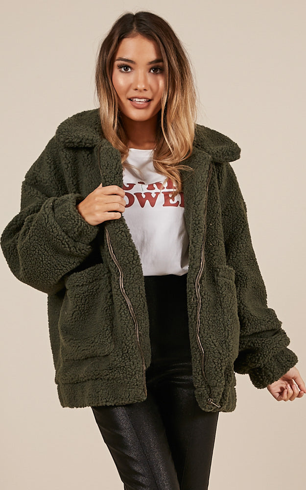 Point Blank Jacket in Khaki Teddy