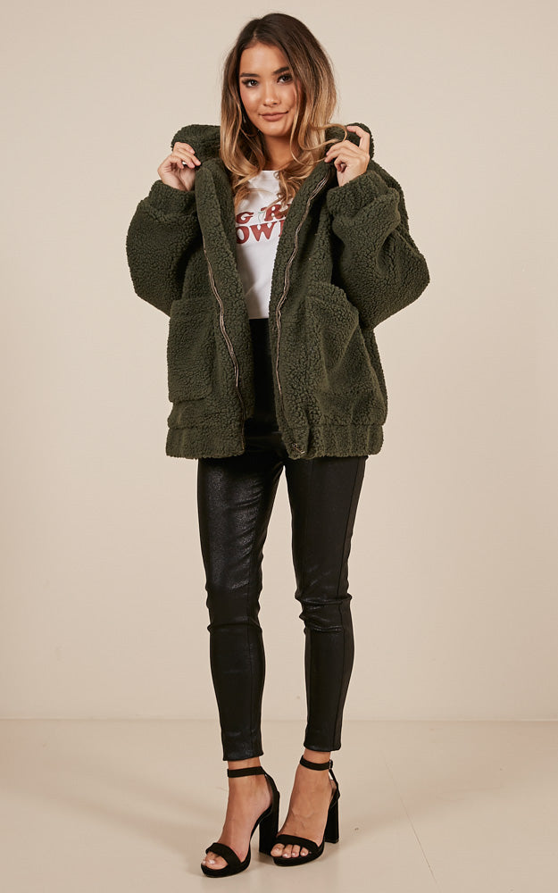 Point Blank Jacket in Khaki Teddy