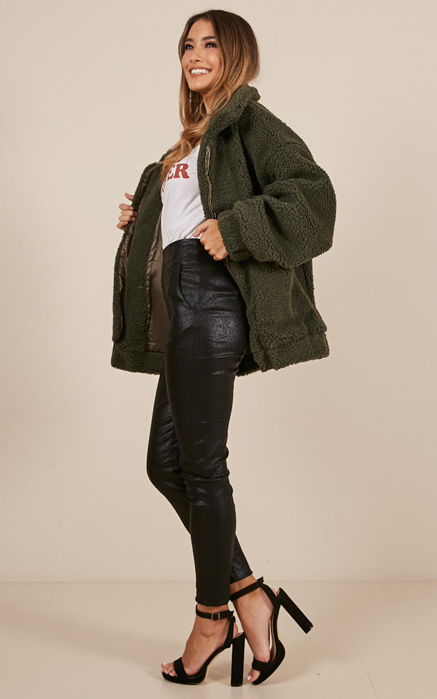 Point Blank Jacket in Khaki Teddy