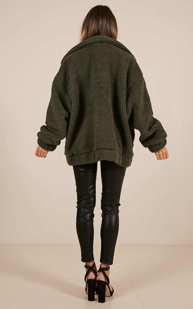 Point Blank Jacket in Khaki Teddy