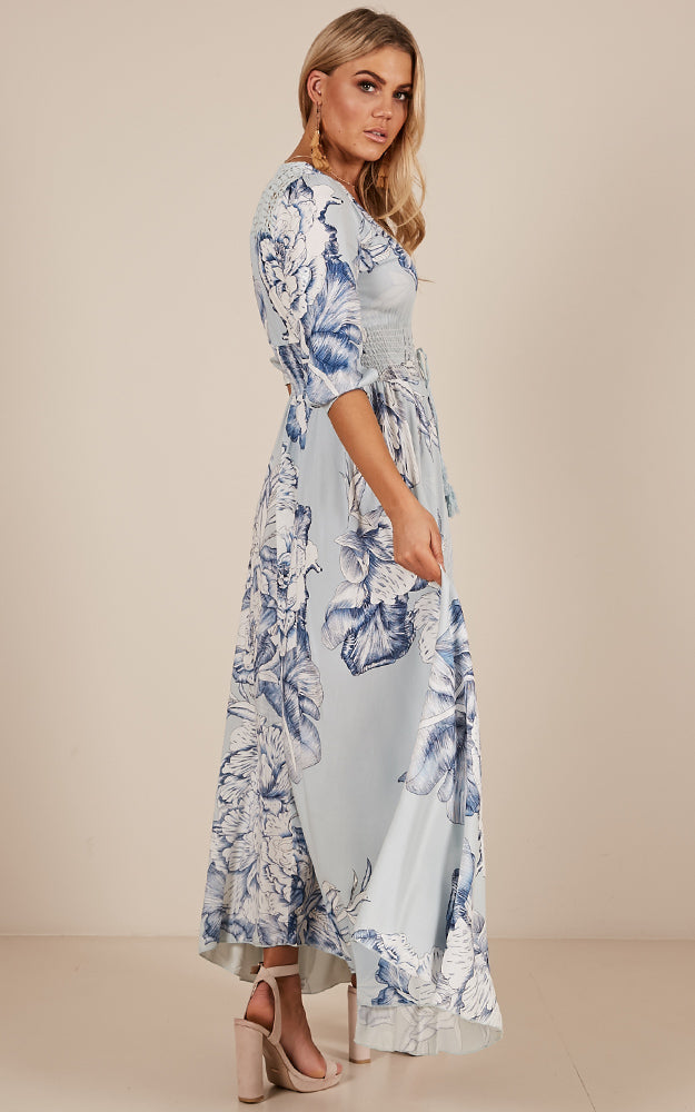 Lone Traveller Maxi Dress In Blue Floral