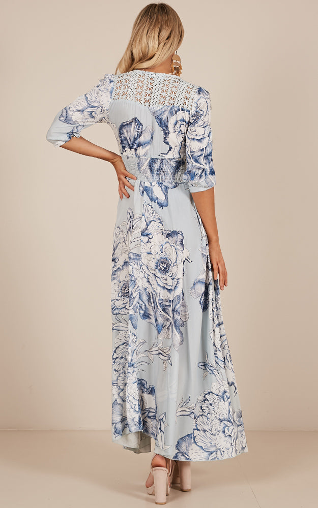 Lone Traveller Maxi Dress In Blue Floral