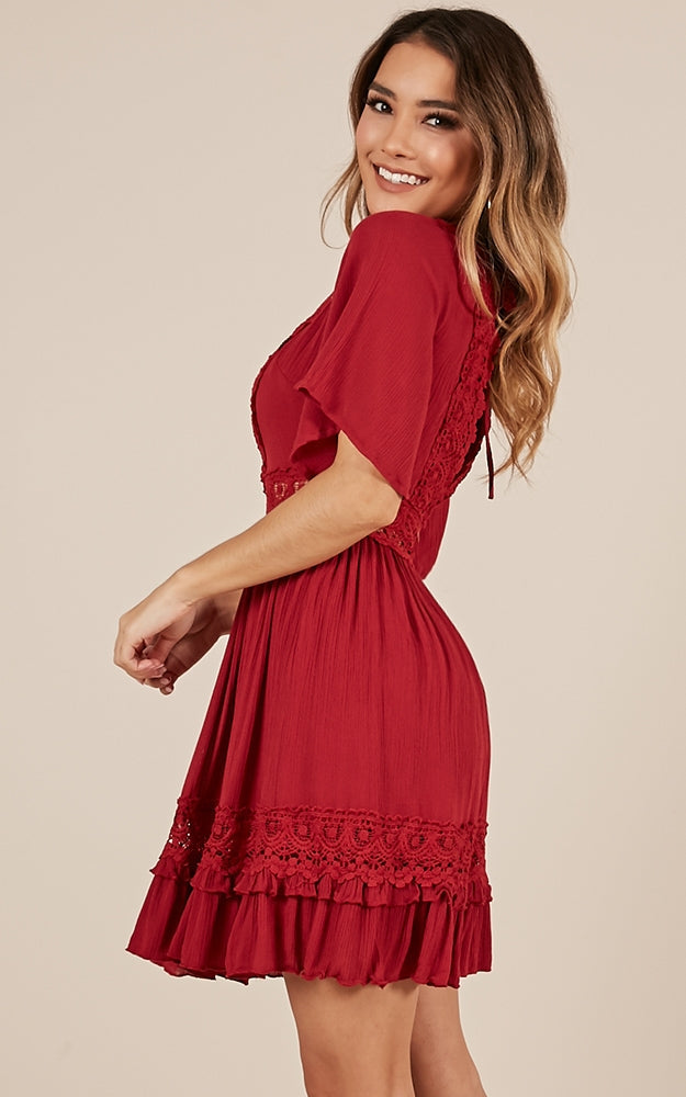 True To You Dress In Wine