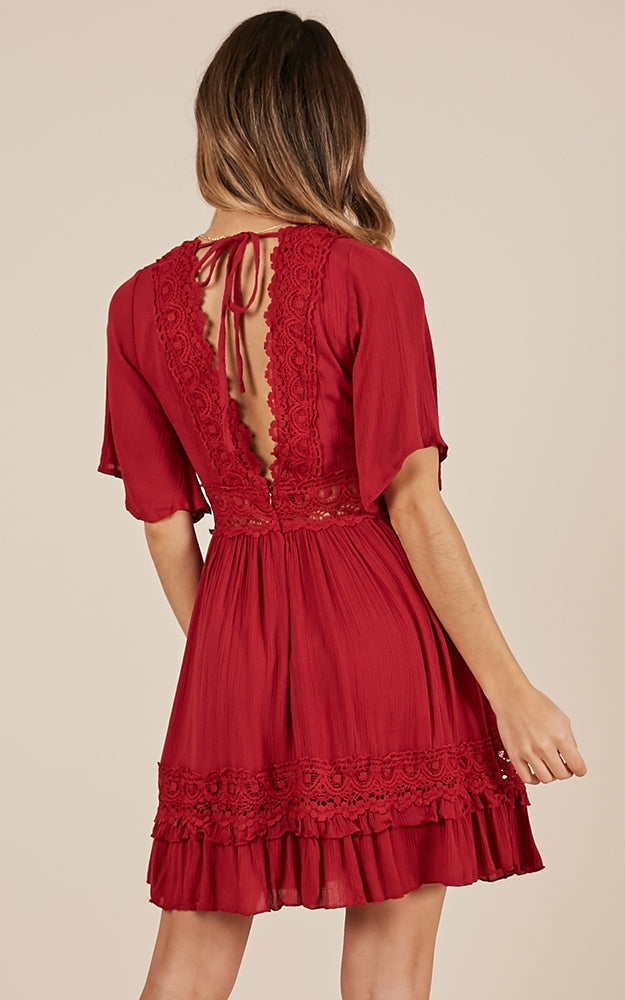 True To You Dress In Wine