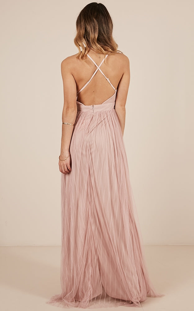 Teen Hearts Maxi Dress In Blush