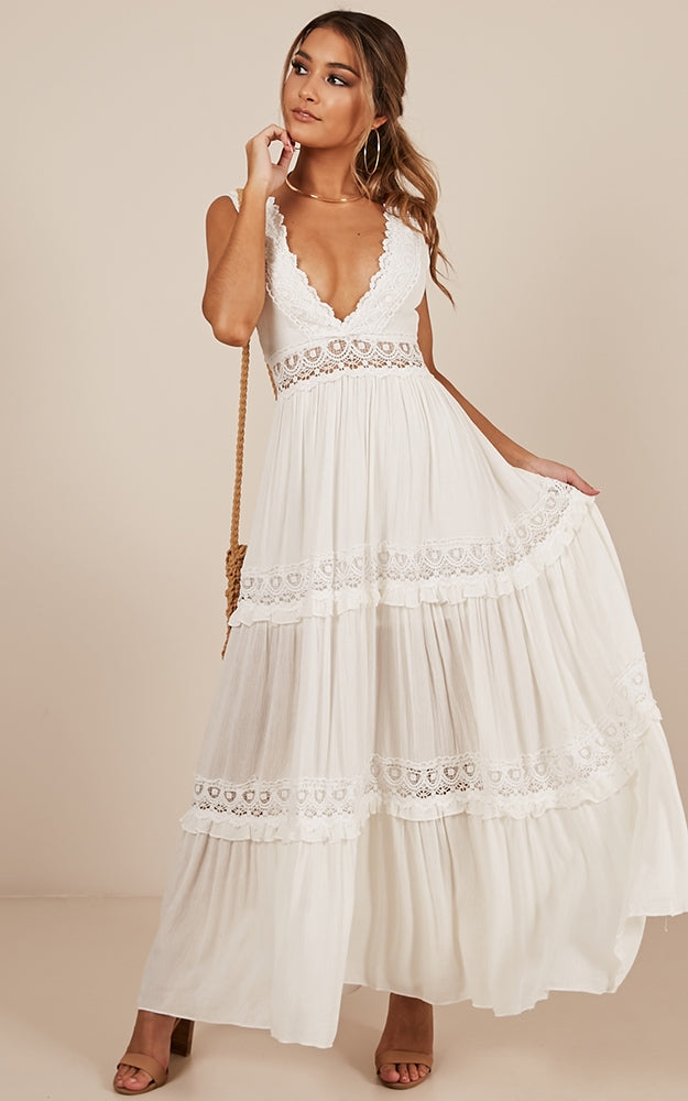 Thrills And Spills Maxi Dress In White
