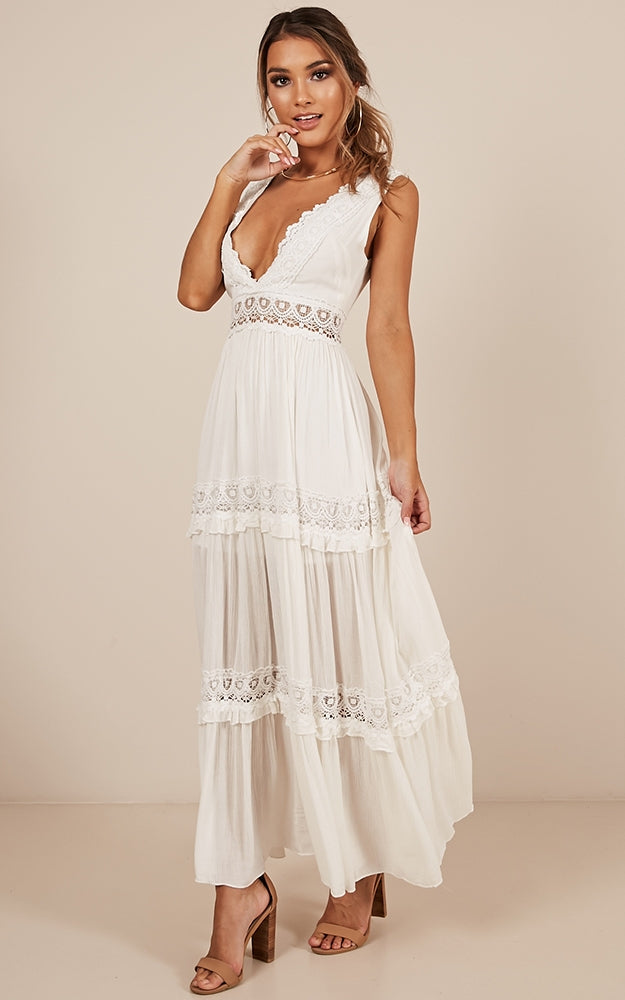 Thrills And Spills Maxi Dress In White
